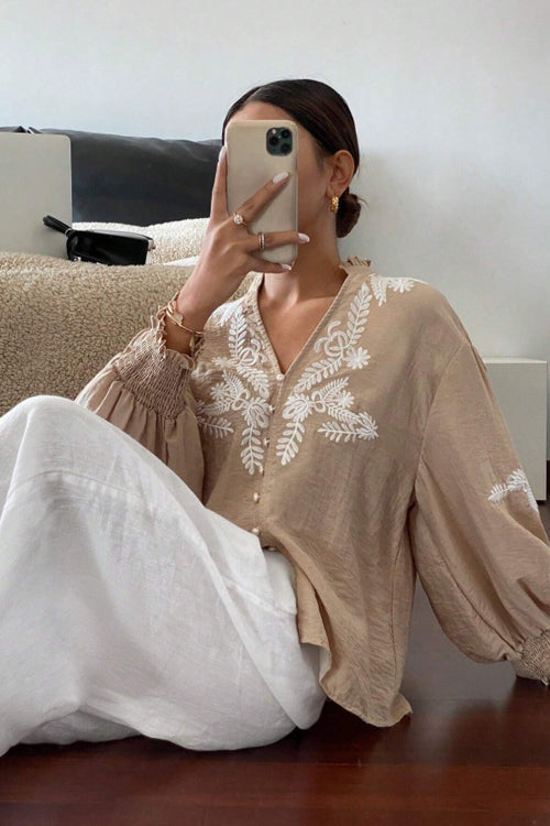 Everyday Luck Floral Embroidered Cotton Top