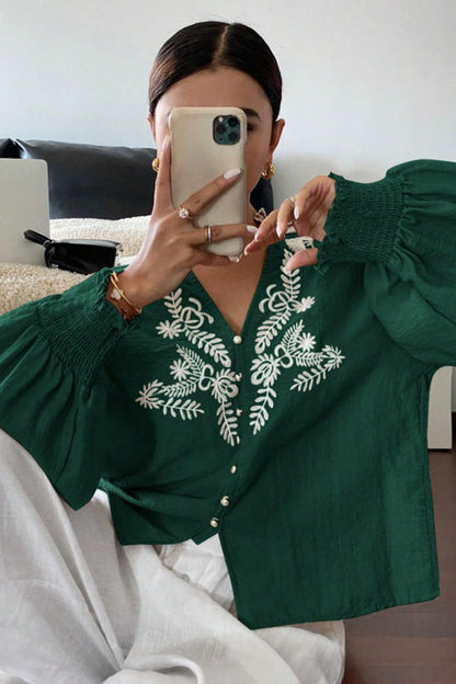 Everyday Luck Floral Embroidered Cotton Top