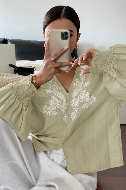 Everyday Luck Floral Embroidered Cotton Top