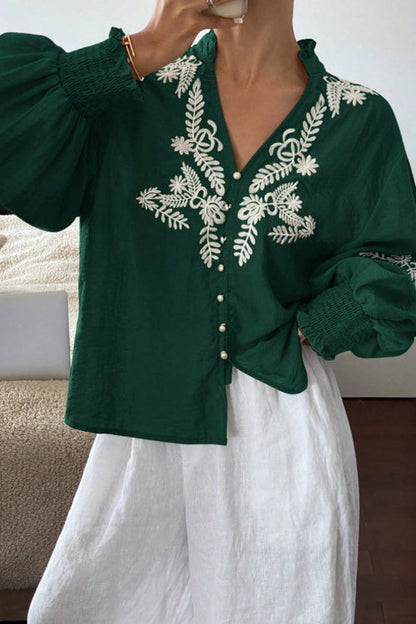 Everyday Luck Floral Embroidered Cotton Top