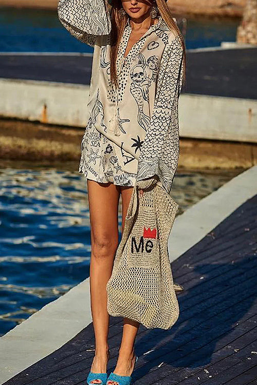 Summer Escapades Print Long Sleeve Set