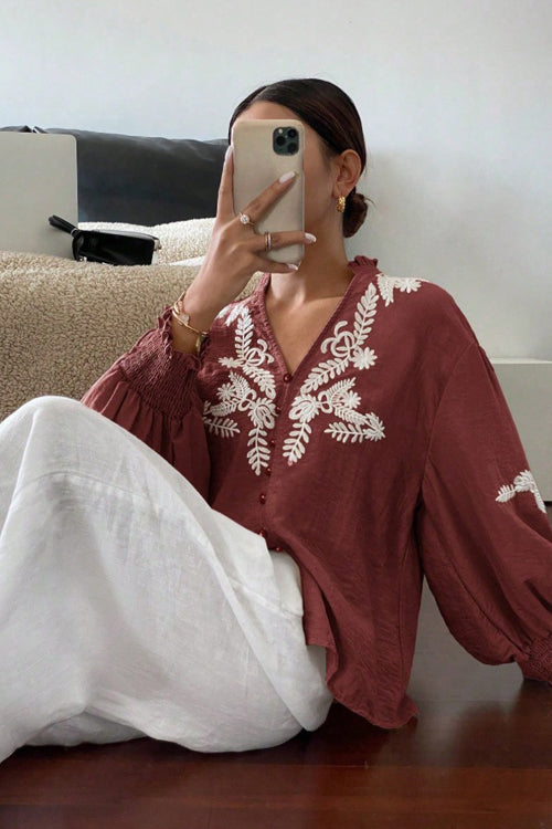 Everyday Luck Floral Embroidered Cotton Top