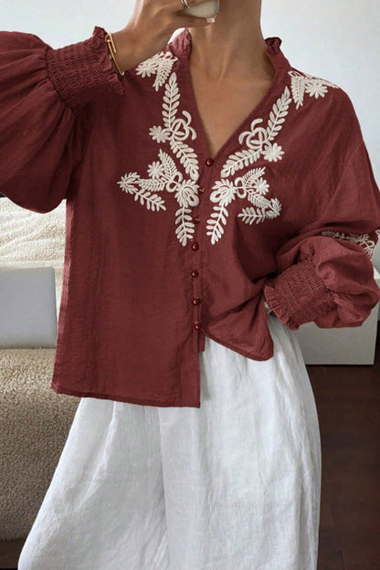 Everyday Luck Floral Embroidered Cotton Top