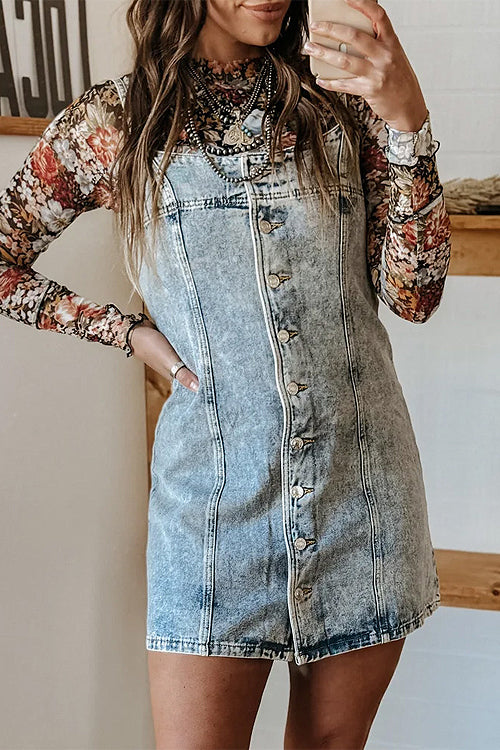 Uniquely Darling Medium Wash Denim Mini Dress