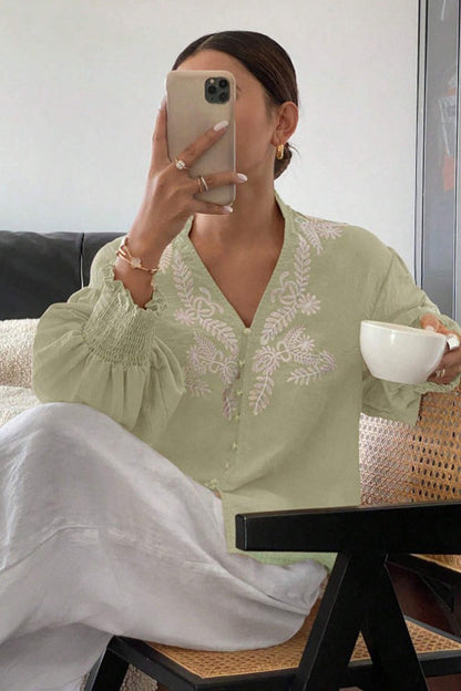 Everyday Luck Floral Embroidered Cotton Top