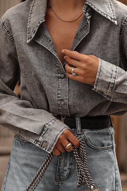 Callahan Light Wash Denim Oversized Top