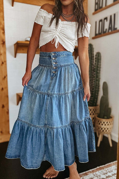 Real Babe Denim Maxi Skirt