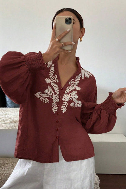 Everyday Luck Floral Embroidered Cotton Top