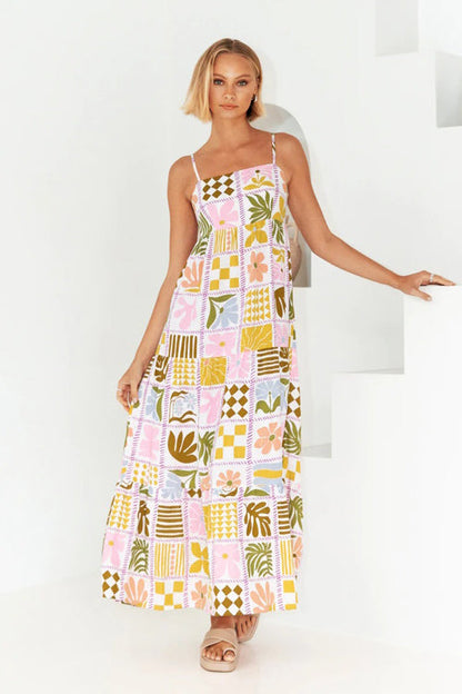 Living Is Easy Sleeveless Printed Maxi Dress