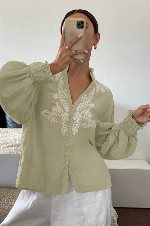 Everyday Luck Floral Embroidered Cotton Top