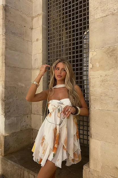 Vaivah Halter Neck Print Mini Dress