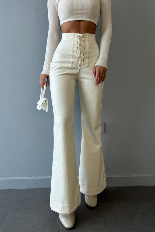 Cute Chicness Wide-Leg Leather Pants