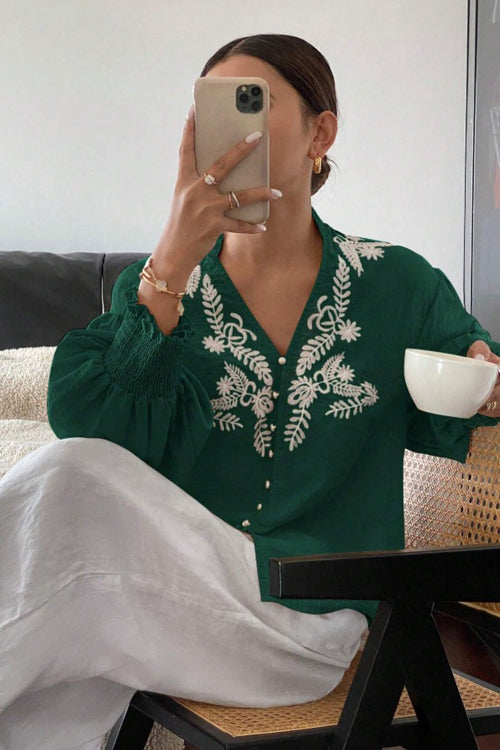 Everyday Luck Floral Embroidered Cotton Top