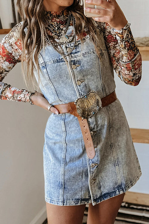 Uniquely Darling Medium Wash Denim Mini Dress
