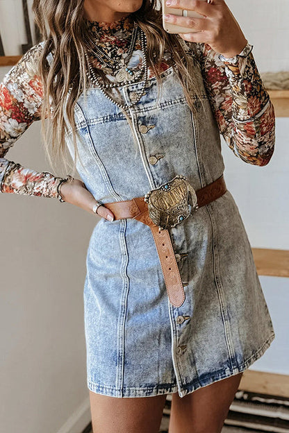 Uniquely Darling Medium Wash Denim Mini Dress