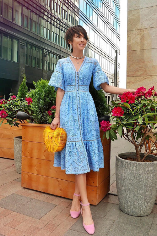 Spend Some Time Lace Midi Dress