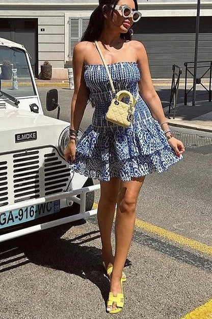 Sweet Like You Pleated Mini Dress - Blue