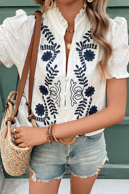 Sweet Fave Embroidered Short Sleeve Top