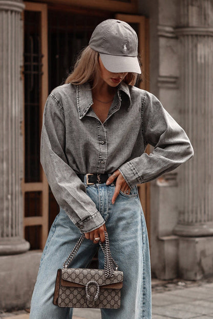 Callahan Light Wash Denim Oversized Top