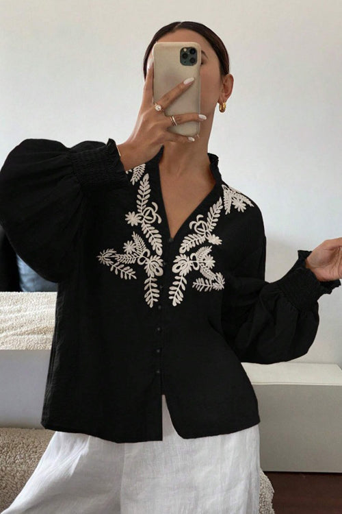 Everyday Luck Floral Embroidered Cotton Top