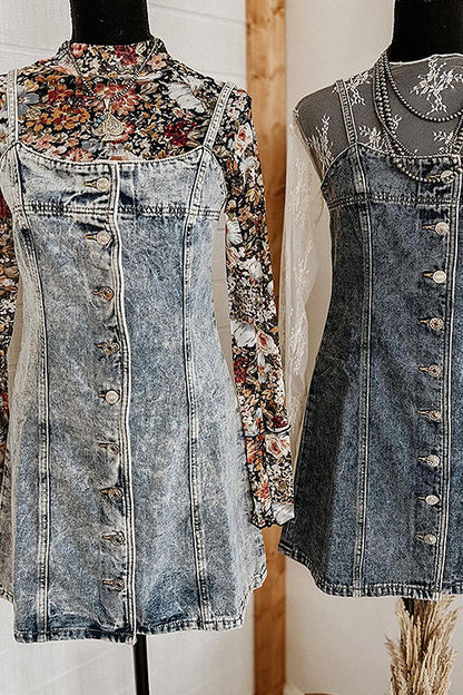 Uniquely Darling Medium Wash Denim Mini Dress