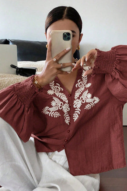 Everyday Luck Floral Embroidered Cotton Top