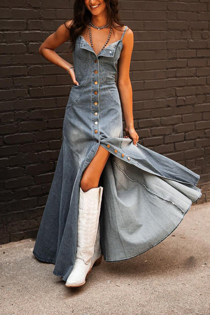 Gorgeous Composure Denim Maxi Dress