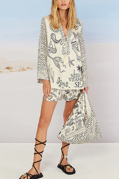 Summer Escapades Print Long Sleeve Set