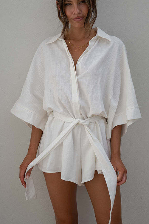 Take A Second Collared Short Sleeve Romper