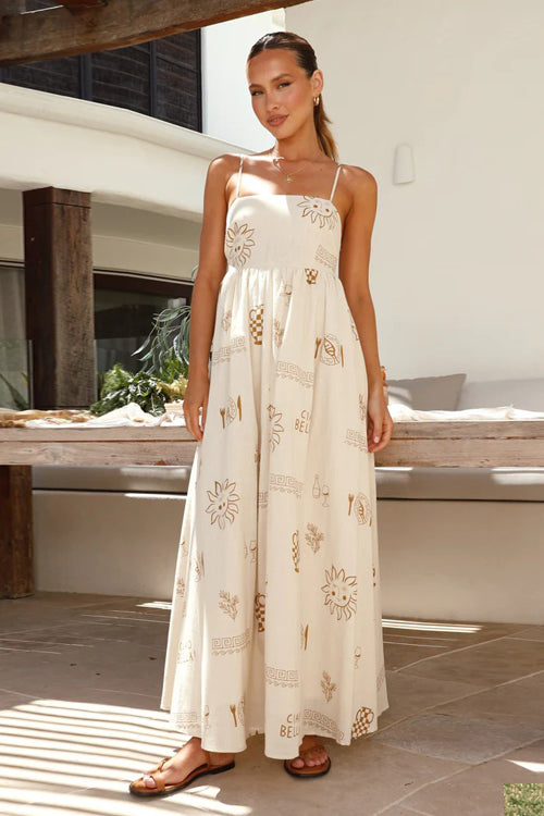 Living Is Easy Sleeveless Printed Maxi Dress