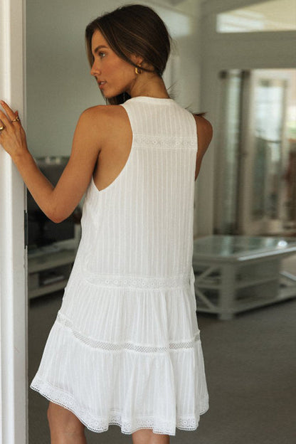 Sweet Nature White Lace Mini Dress