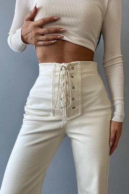 Cute Chicness Wide-Leg Leather Pants