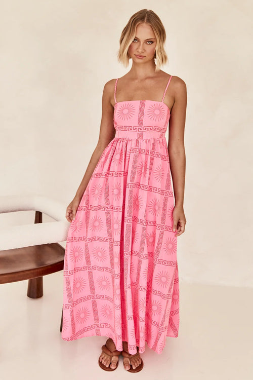 Living Is Easy Sleeveless Printed Maxi Dress