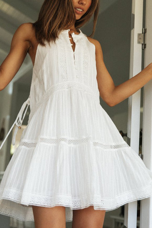 Sweet Nature White Lace Mini Dress
