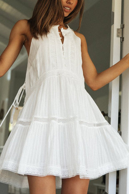 Sweet Nature White Lace Mini Dress