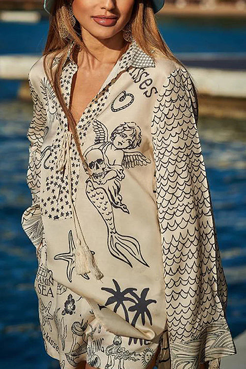 Summer Escapades Print Long Sleeve Set