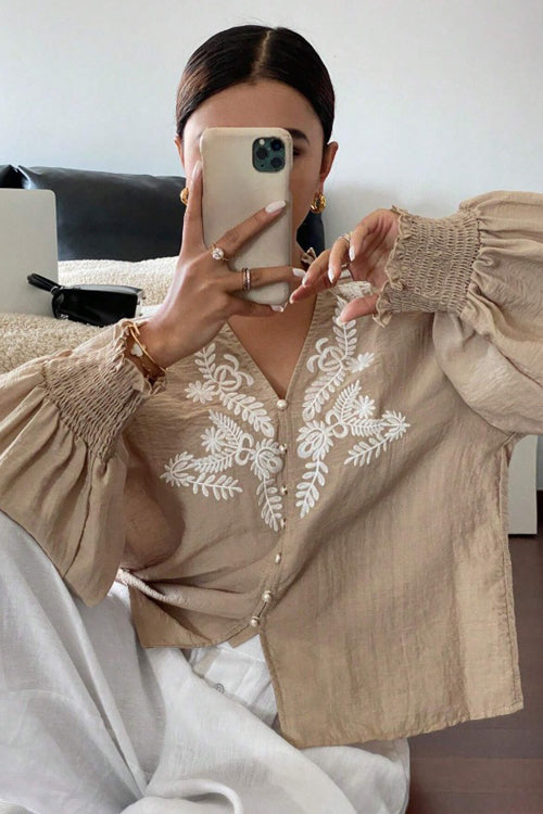 Everyday Luck Floral Embroidered Cotton Top