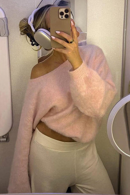 Meet Cozy Off Shoulder Knit Sweater