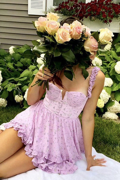 Sweet You Ruffled Floral Print Mini Dress