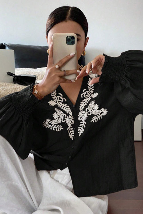 Everyday Luck Floral Embroidered Cotton Top