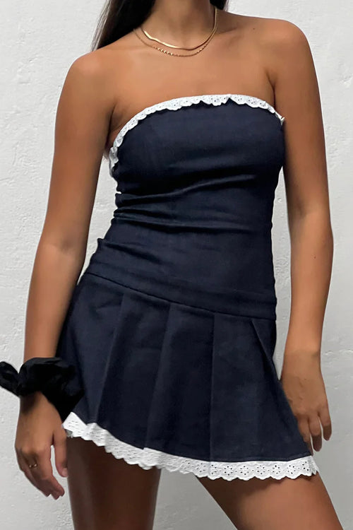 So Much Love Lace Denim Mini Dress