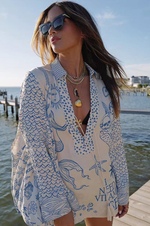 Summer Escapades Print Long Sleeve Set