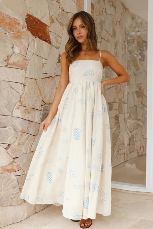 Living Is Easy Sleeveless Printed Maxi Dress