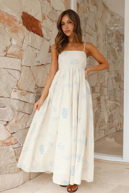 Living Is Easy Sleeveless Printed Maxi Dress