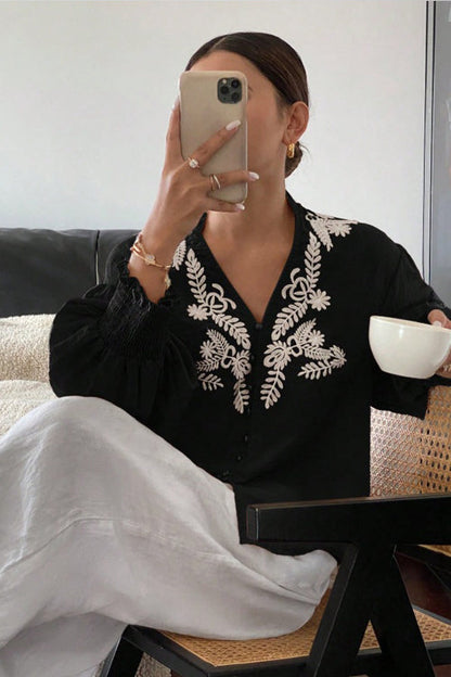 Everyday Luck Floral Embroidered Cotton Top