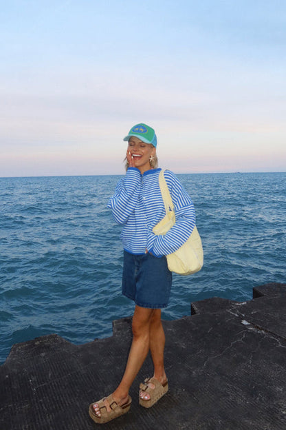 Attractively Cozy Soft Striped Knit Cardigan - Blue