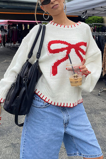 Feeling The Best Bowknot Knit Sweater