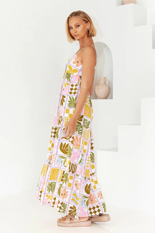 Living Is Easy Sleeveless Printed Maxi Dress