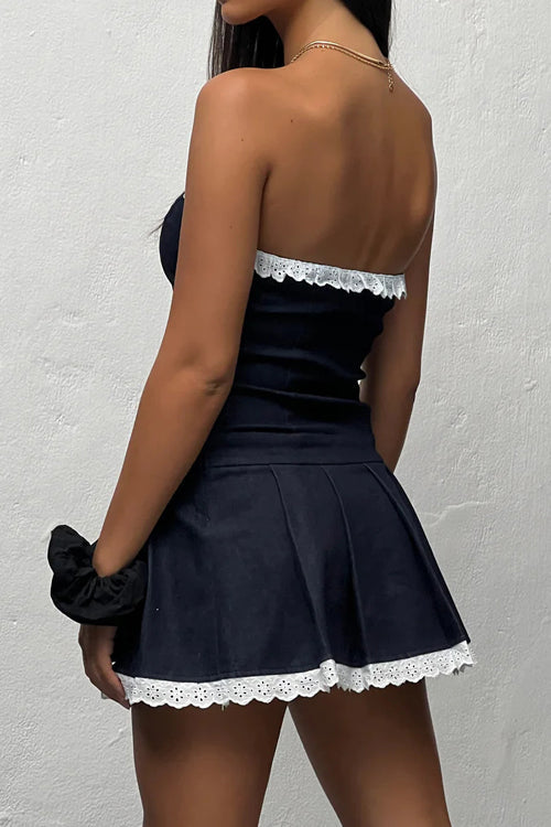 So Much Love Lace Denim Mini Dress